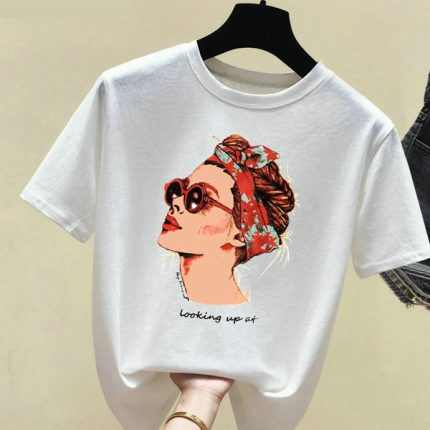 white graphic t-shirt for woman